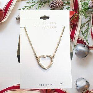 LC Lauren Conrad Gold Plated Faux Pearl Heart Necklace NWT